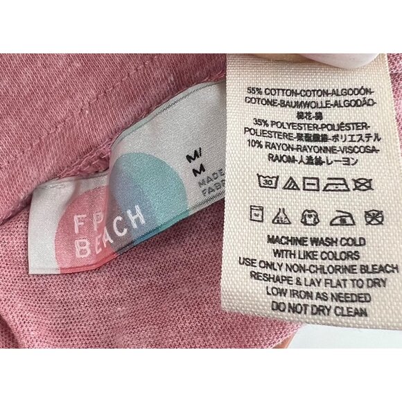 Free People Beach Pink Side Ruched & Slit Maxi Skirt | Coastal Boho Clean Girl M - Picture 16 of 16